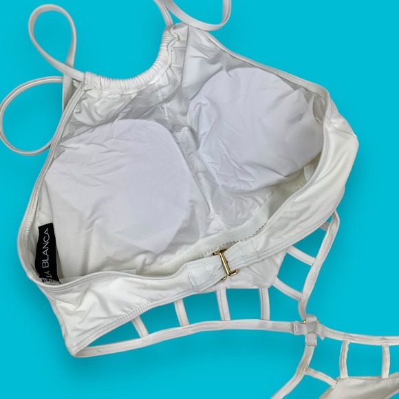 NEW LA BLANCA sexy white cut out one piece swimsuit - Picture 9 of 10